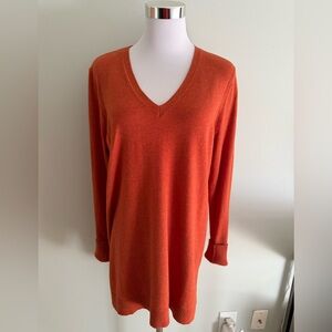 J. Jill Orange Heather V-Neck Tunic Sweater Size M Like New